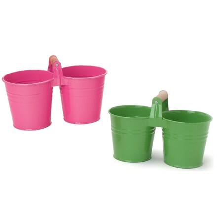 Next2Nature 8122E AG-HPK S-2 Enameled Galvanized Double Planter, 2PK NE2434486